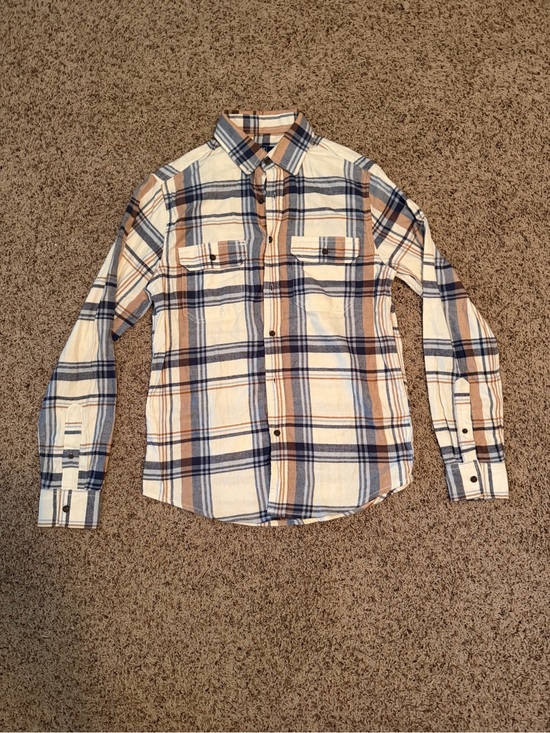 George Other - George Men's Cotton Flannel Plaid Button-Up Long Sleeve Pockets Size S 34-36
